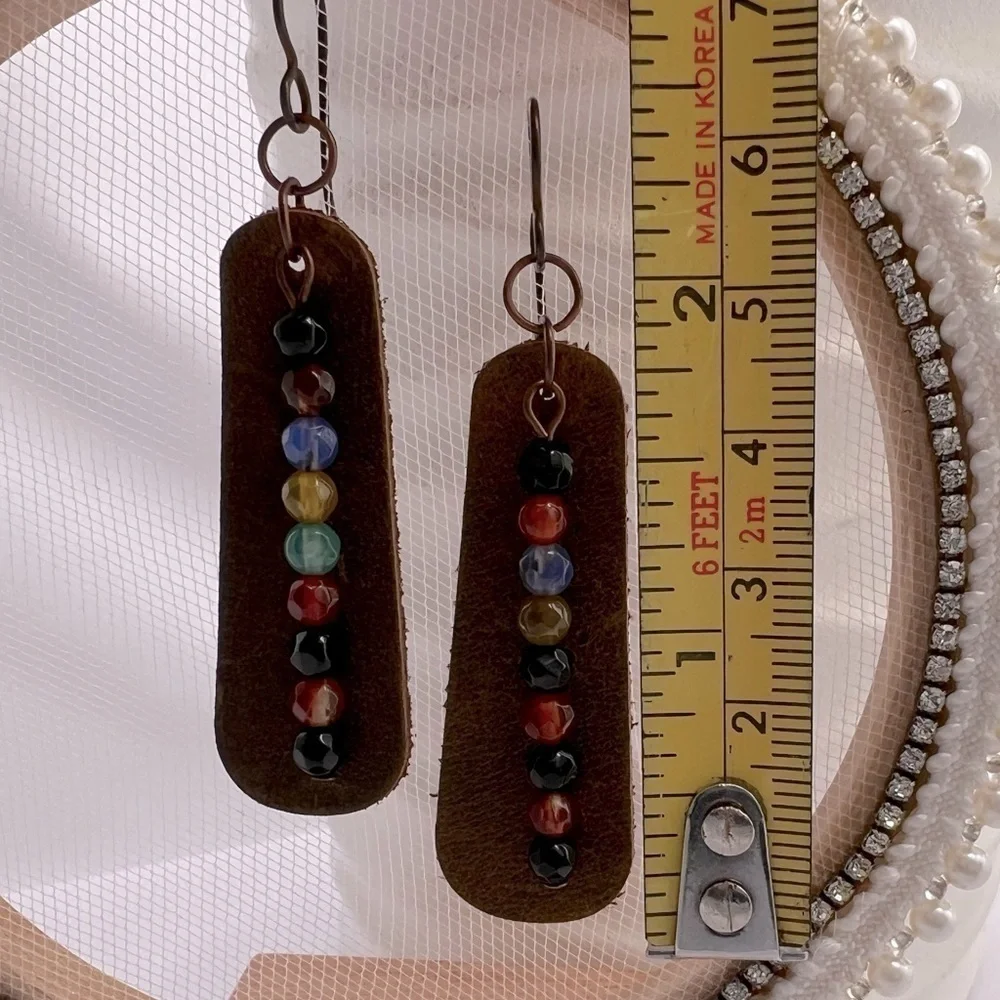 BEADED Leather Earrings